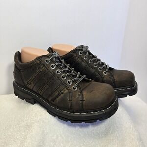 Dr. Martens Harrison Shoes Mens Size 9 Black Leather Distress Chunky Oxford Y2K
